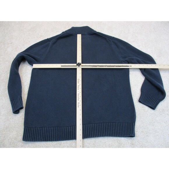LL Bean Sweater Adult Extra Large XL Blue Pullover Quarter Zip Preppy Mens - Picture 7 of 11